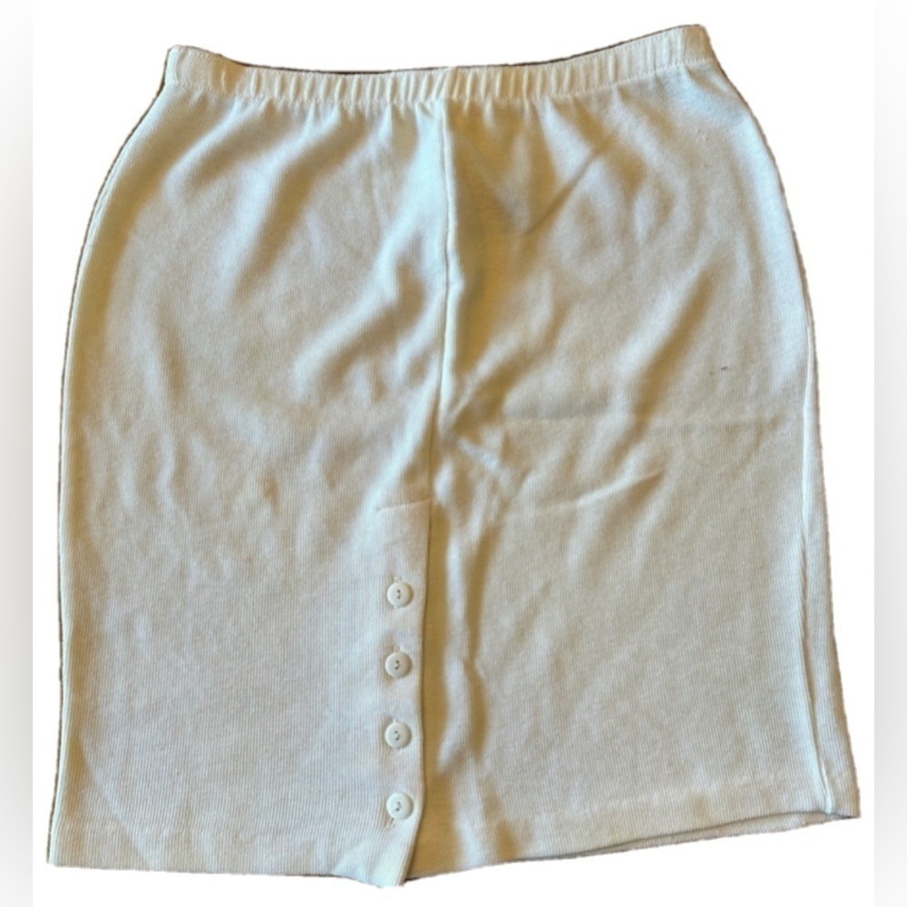 Joe Benbasset Vintage Cream Ribbed Knit Button Front Pencil Skirt‎ Medium